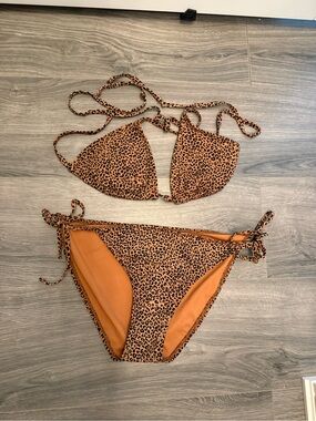 Xhilaration Leopard Bikini Bottoms - Tan/Black